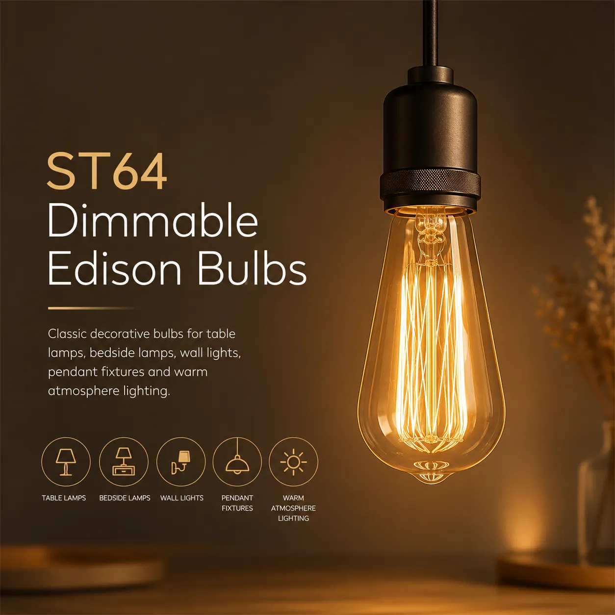 ST64 Dimmable Edison Bulbs