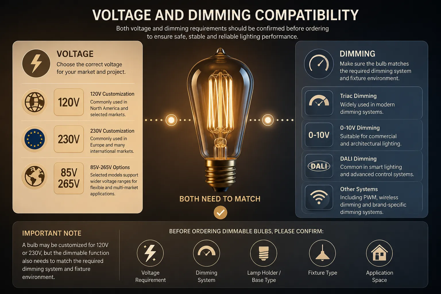 Voltage and Dimming Compatibility Voltage and Dimming Compatibility