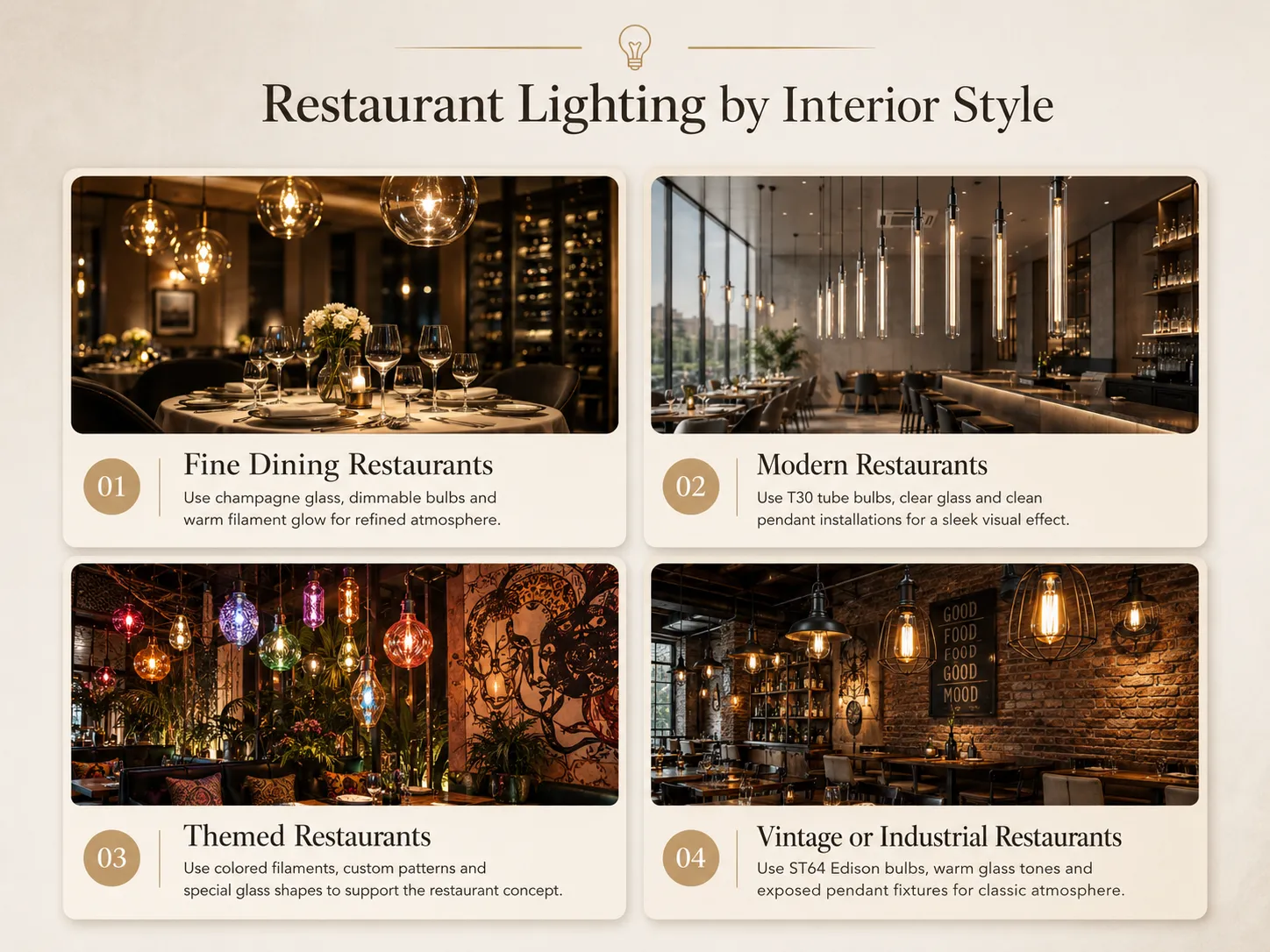 Restaurant Lighting by Interior Style