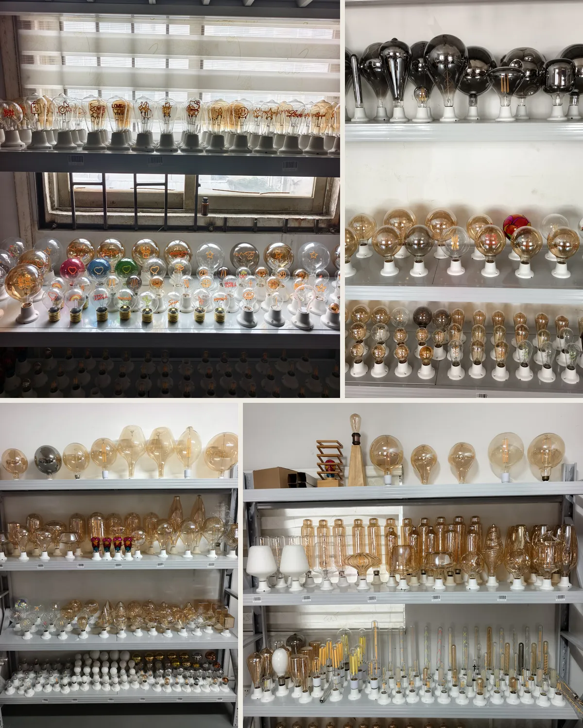 Real GLORILUM decorative bulb samples displayed for design comparison