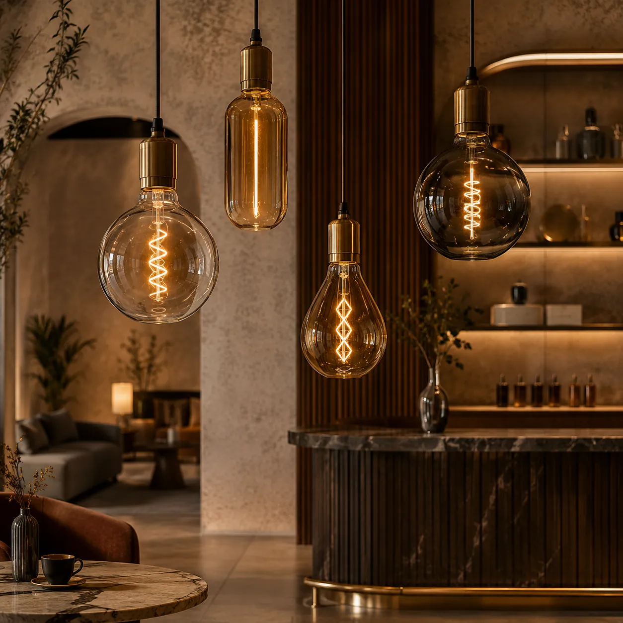 Custom Filament Bulbs for Branded Interior Design