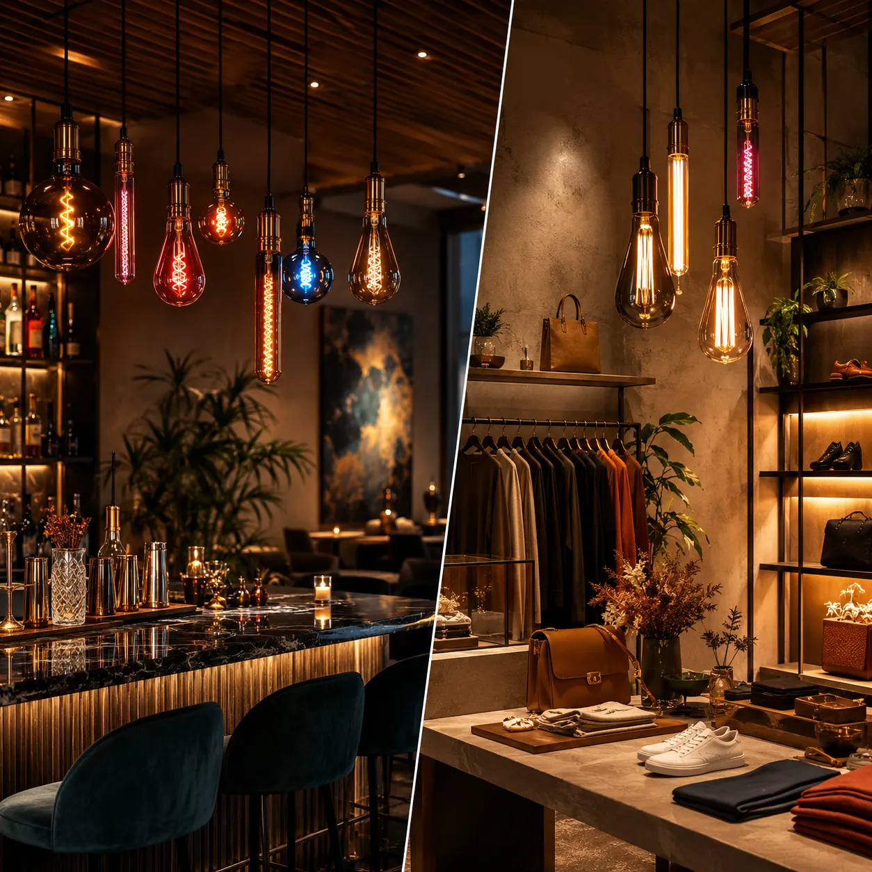 Using Colored Filament Bulbs in Bars and Retail Stores Using Colored Filament Bulbs in Bars and Retail Stores