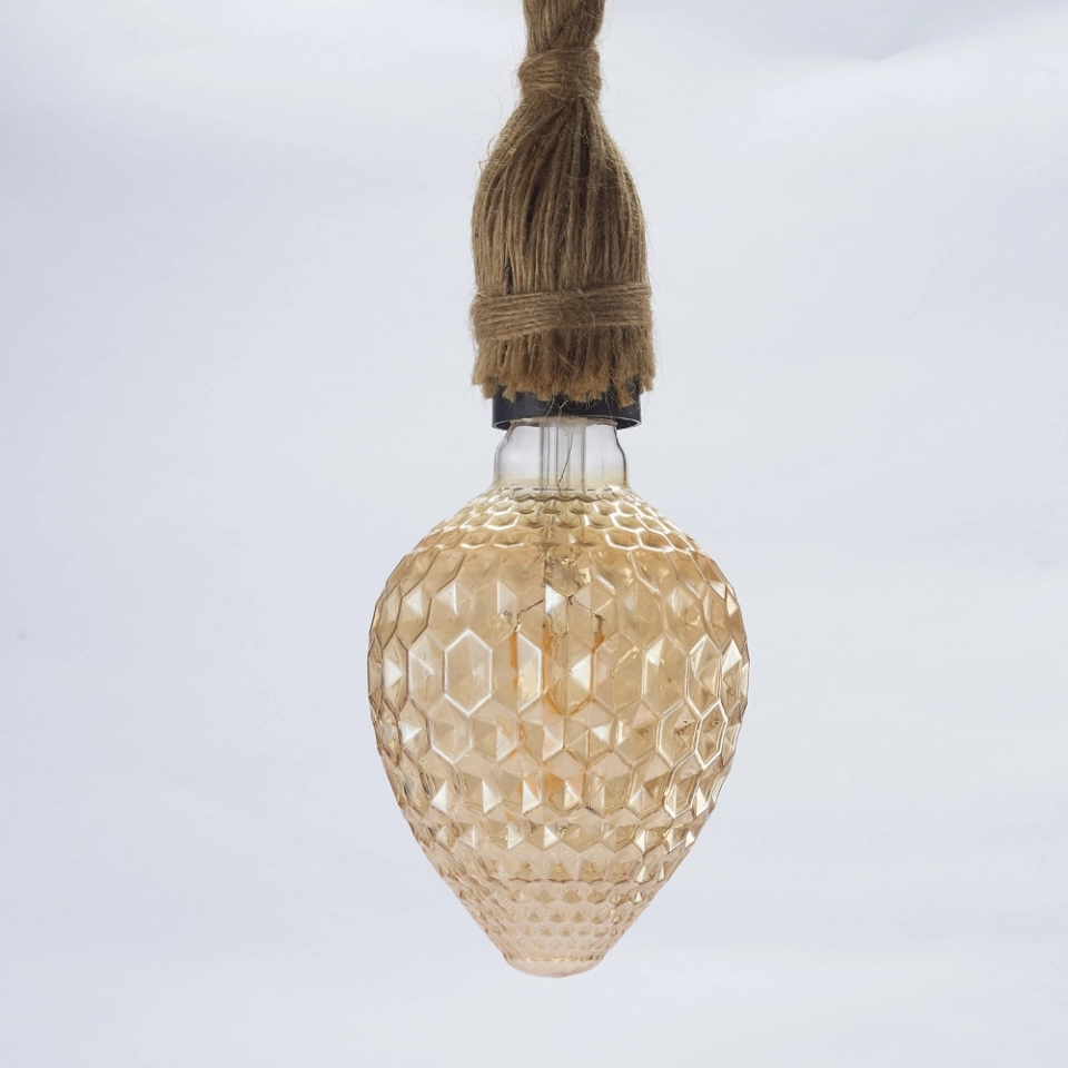 Small Strawberry Amber Textured Glass LED Bulb (2) Small Strawberry Amber Textured Glass LED Bulb (2)