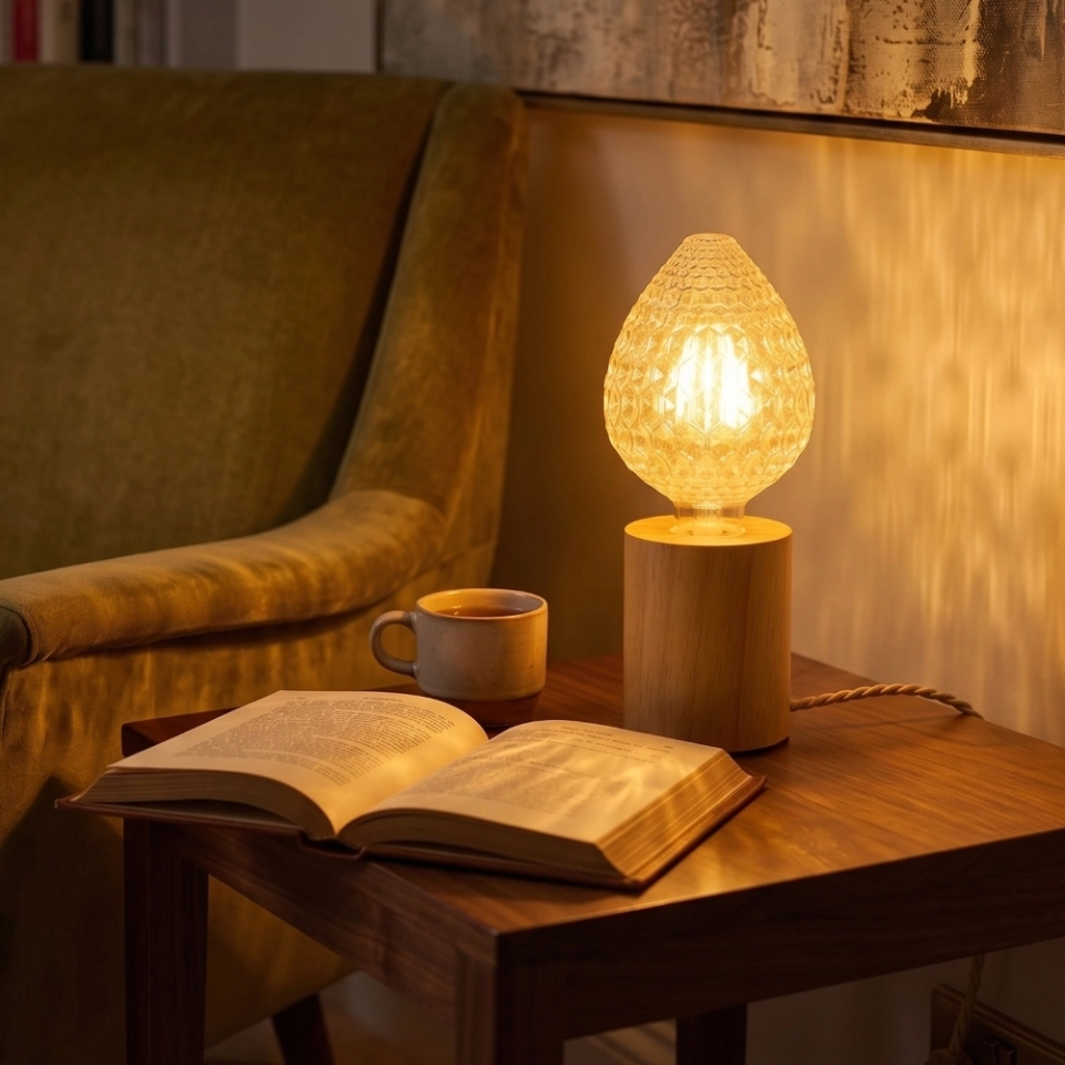 Small Strawberry Amber Textured Glass LED Bulb (4) Small Strawberry Amber Textured Glass LED Bulb (4)