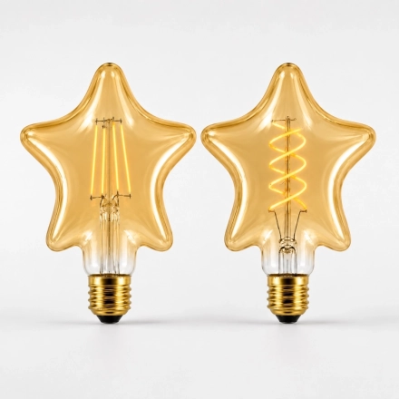 Star Shaped LED Filament Bulb E27/E26 Amber Decorative Vintage Bulb Star Shaped LED Filament Bulb E27/E26 Amber Decorative Vintage Bulb