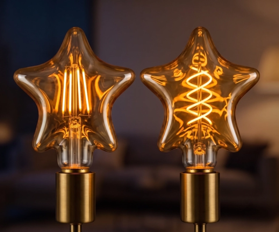 Star Shaped LED Filament Bulb E27/E26 Amber Decorative Vintage Bulb (2) Star Shaped LED Filament Bulb E27/E26 Amber Decorative Vintage Bulb (2)