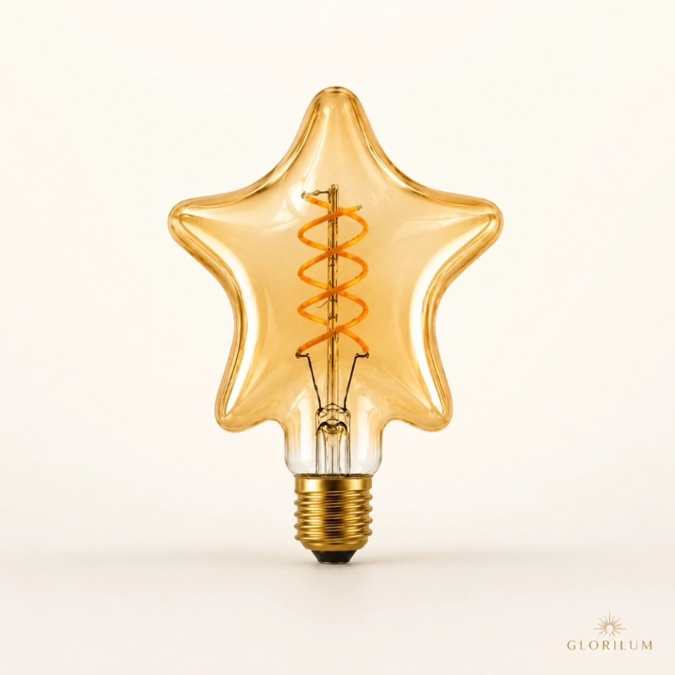 Star Shaped LED Filament Bulb E27/E26 Amber Decorative Vintage Bulb (4) Star Shaped LED Filament Bulb E27/E26 Amber Decorative Vintage Bulb (4)