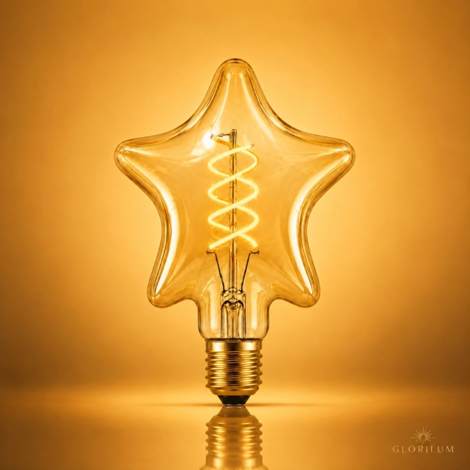 Star Shaped LED Filament Bulb E27/E26 Amber Decorative Vintage Bulb (5) Star Shaped LED Filament Bulb E27/E26 Amber Decorative Vintage Bulb (5)