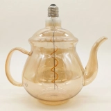 Tall Teapot Shaped Amber Glass LED Bulb (2) Tall Teapot Shaped Amber Glass LED Bulb (2)