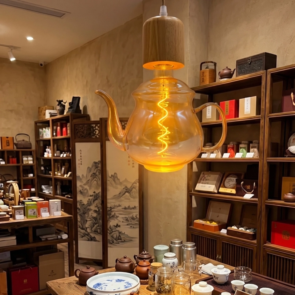 Tall Teapot Shaped Amber Glass LED Bulb (6) Tall Teapot Shaped Amber Glass LED Bulb (6)